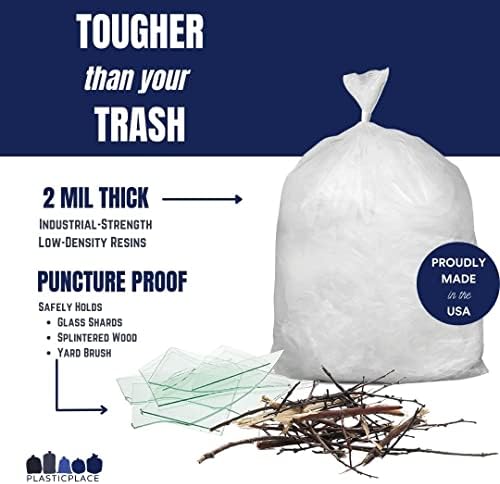 Втулки за боклук резервоарите Plasticplace обем 95-96 литра │ 2 Мил │ Прозрачни торби за боклук повишена здравина │ 61 X 68 (брой 25)