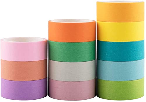 YUBX Пастелни Цветове Набор от Скотчей за Васи 12 Ролки, Декоративни Ленти и Тестени изделия Залепваща Маскиране, за да Влезете, Scrapbooking,