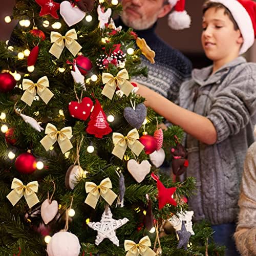 PRETYZOOM 12 бр. Мини Коледно Дърво Панделки Коледна Лента Панделки за Декорация Коледна Лък Украса на Декоративни Блестящ Лък за Коледно