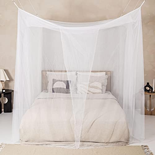 Mosquito net, за да едноспални легла и легла King-Size и 4 странични дупки и 6 висящи линии – Декоративна правоъгълна форма,