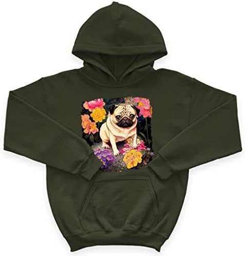 Детска hoody с качулка от порести руно за мопс - Hoody с качулка за домашни любимци - Скъпа hoody с качулка за кучета за деца