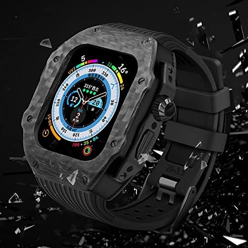 ZEDEVB Луксозен комплект модификация на Apple Watch 8 Ultra 49 мм и каишка от фторуглерода, калъф, изработени от въглеродни влакна за