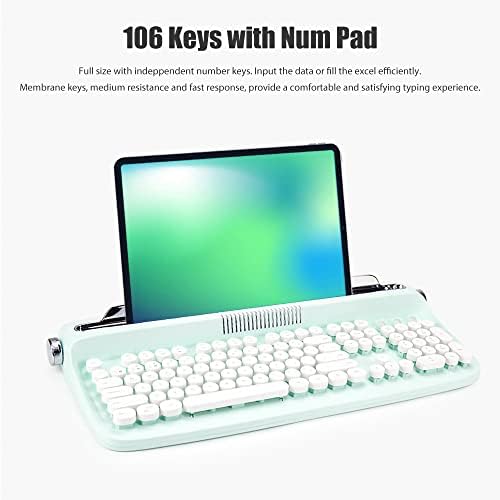 Клавиатура за пишеща машина с релефни изображения, Безжична Bluetooth 5.0, ретро Естетика, Сладки Кавайные Кръгли Капачки