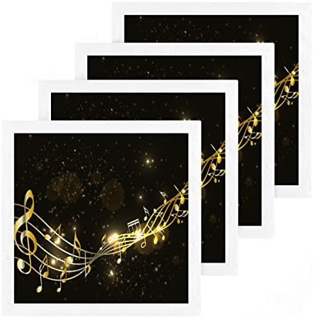 Гъба Kigai 4 Pack Music Note Gold Black – Меки Кърпи За лице, За фитнес, Хотелски и спа качество, Кърпи за Многократна употреба отпечатъци