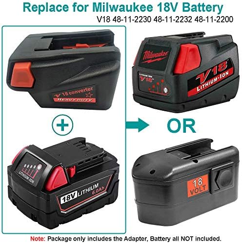 Конвертор адаптер, батерия, съвместим с литиево-йонна батерия Milwaukee M18 18V, се Превръща в батерия Milwaukee V18 48-11-1830, 48-11-2200