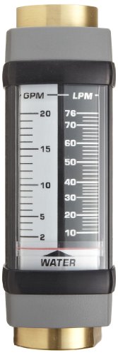 Разходомер Hedland H605B-002, Месинг, За използване с вода, Диапазон на разхода на 0,2 - 2,0 gpm, конектор 1/2 NPT