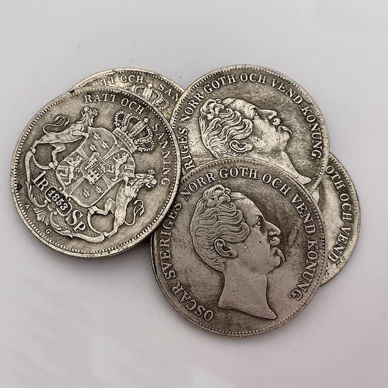 Възпоменателна Монета на шведския крал на 1853 година на Оскар Възпоменателна Сребърна Монета и Първи век Сребърен Долар Талер