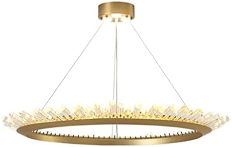 LIRUXUN Led Полилей Пръстен Кристална Лампа Led Лампа Златен Медальон Лампа Диамантена Полилей Осветление (Размер: Диаметър 80 см. 38 W)