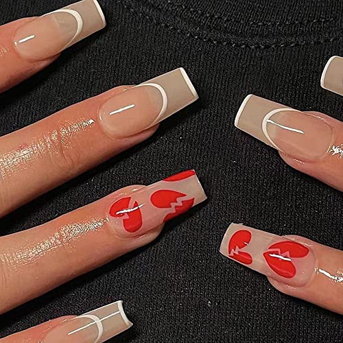 n/a Различни стилове на въздушната нокти, Дълги залепена за нокти, Подходящи за носене, Пълно покритие, френски акрилни типсы за нокти за момичета (Цвят: черен)