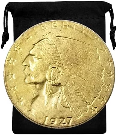 Kocreat Копие от 1927 Златна Монета с Главата на Индийския Орел 2,5 Долара -Точно Копие на Сувенирни Монети на САЩ, Щастлива