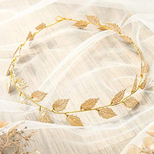 Catery Булка, Сватбената превръзка на главата с листа от лоза за коса в стил бохо Сватбени аксесоари за жени и момичета (злато)