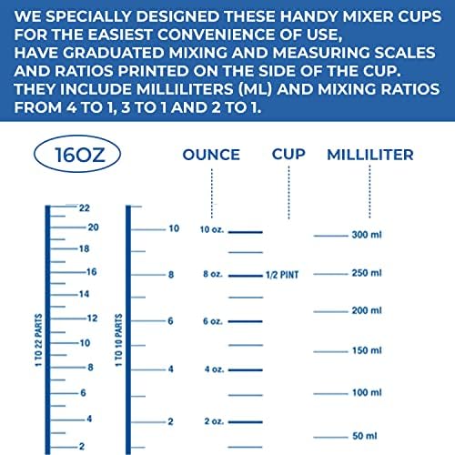 Чашки за смесване на бои на 16 грама - Пакет от 20, със степен на картонени чаши за смесване - Използва се за чертане, смола, епоксидна