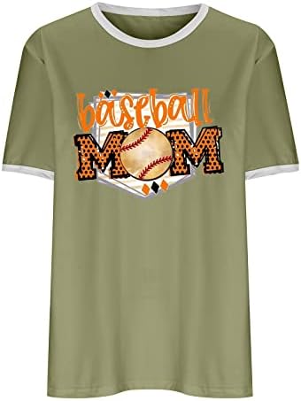Женска Тениска с къс Ръкав за Бейзбол мама, Дамски Елегантен Ежедневна Блуза Свободно Намаляване с Графичен Принтом, Тънки
