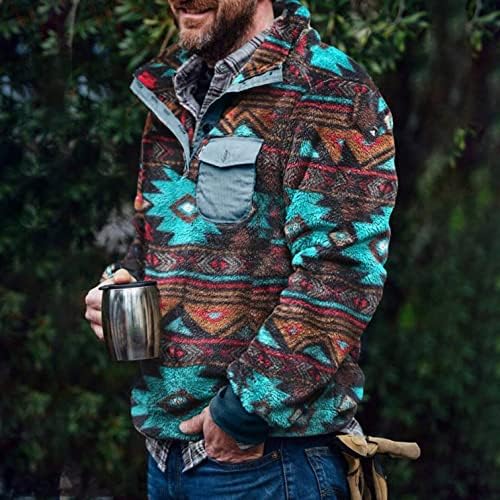 XXBR Пуловер Шерпа за мъже, Плюшени Флисовые качулки с пухкава Принтом, Зимни Топли Каре Пуловери с геометричен принтом в