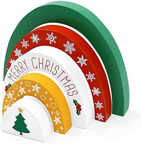 Levfla Boho Rainbow Decor-Коледна украса за помещения-Весела Коледа Знак-Дървена Дъга за стайлинг на коса-Ретро Декор на
