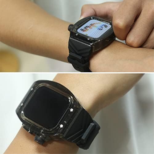 Кристално чист прозрачен корпус часа и цветни силиконови каишка са Съвместими с Apple Watch, много леки и стилни, подходящи за