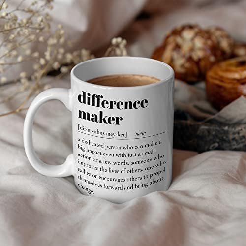 HOICT Вдъхновяваща Цитат Difference Maker Definition Кафеена Чаша с 11 грама, Благодаря Подаръци за колеги, Офис Подаръци