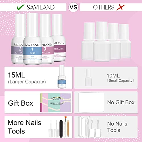 Saviland 29 бр. комплект за нокти с пудра и набор от течна прах Saviland 5*15 мл
