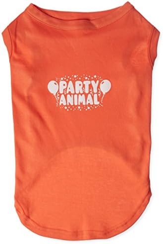 Тениска с Трафаретным принтом Mirage Pet Products Party Animal Оранжев цвят, XXL (18)