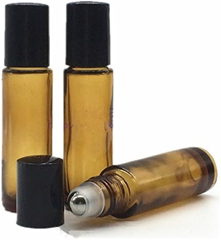 Мойши 10 мл (1/3 унции) Флакони за парфюми с черна Пластмасова капачка от Кобальтово-Тъмно стъкло, на роли за Еднократна употреба