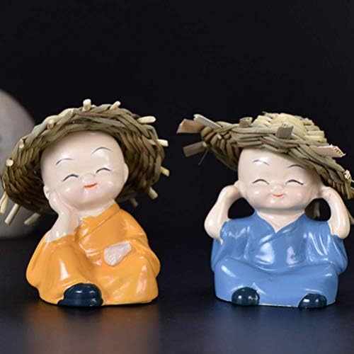 ALREMO HUANGXING - 4 бр. Детски Буда, Изделия от смола, Украса, Фигурки на Малки Монаси, Авто Сладък Монах Конгфу, вътрешна