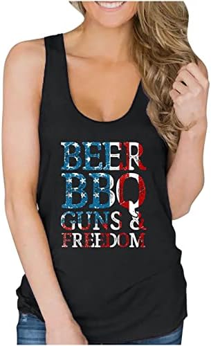 Ризи Beer BBQ Guns & Freedom за Жени, Върховете на 4 юли, Тениска с Принтом на Американското, Патриотическая Блуза Ден на Независимостта