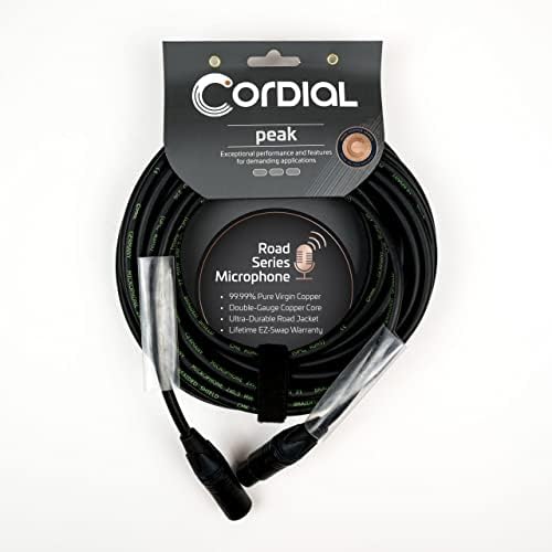 Балансиран микрофон на кабел от премиум-клас CORDIAL Peak от висококачествена мед Серията Road - от 3-полюсного конектор XLR до 3-полюсного конектор XLR, 66 фута. Аксесоари за Ки?