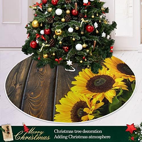 Oarencol Реколта на Слънчогледа Цвете Дърво Коледно Дърво Пола 36 инча Коледна Празнична Парти Дърво Мат Декорация