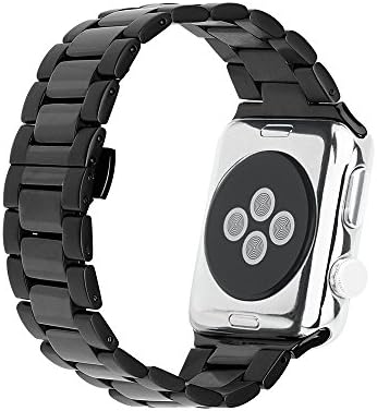 Калъф-Хастар - Метална каишка - Каишка Apple Watch от неръждаема стомана 42 мм 44 мм - Серия Apple Watch 1, 2, 3, 4, 5 - Черен, Модел: