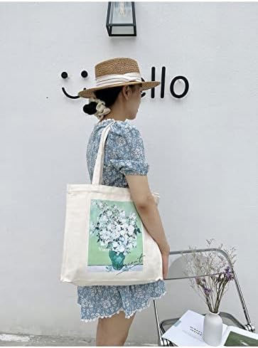 LZ холщовая чанта-тоут естетичен дизайн маслена живопис в художествена холщовая чанта-тоут за жени и момичета, множество дългогодишна