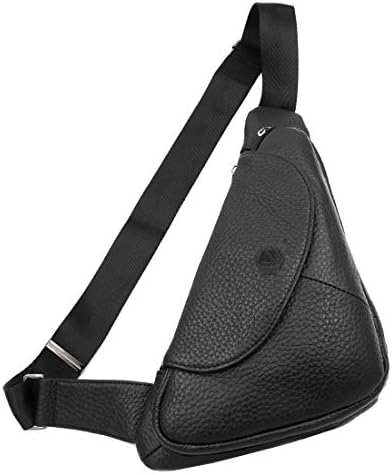 Vidlea Базова Черна Кожена Чанта-превръзка През рамото, Гърдите раница през рамо (черен)