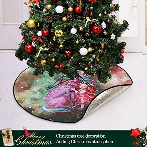xigua Коледно Дърво Мат Galaxy Малко Момиченце Прегръдки Еднорог Мечтателна Акварел Коледно Дърво Поставка Мат Коледно Дърво Пола Коледна