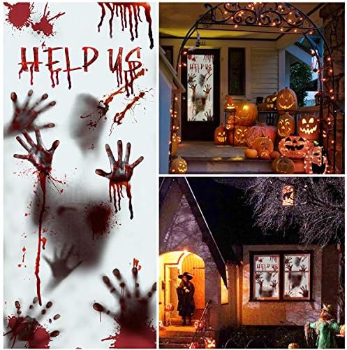 Unomor 80 ×35,5 Голям Прозорец на Хелоуин, на Вратата се Капак за Къщи с Призраци, Украса за Хелоуин, Страшен Кървав Отпечатък от