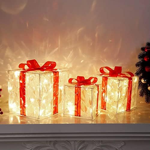 Коледа Светлинен Украса Подарък Кутия Украшение С Лък Коледно Осветление Кутия За Външно Осветление Коледна Кутия За Външни Подарък