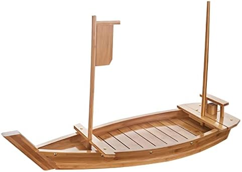 Сервировочный Тава във форма на дървена лодка за суши Puoning, 28-инчов плоча за суши е Отличен за суши ресторант или у дома, Голяма чиния