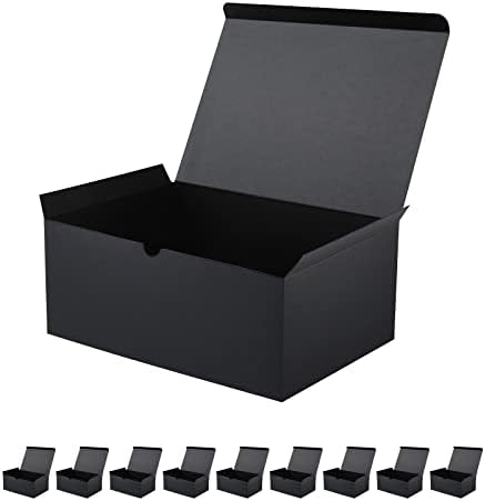 JINMING 10 Подарък Кутии 9,5x6,5x4 Инча Подаръчни Кутии с Капаци, Матово Черни Кутии Подарък за Сватба, партита, Рожден Ден, Кутия за