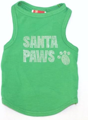 Коледна тениска на The Dog Squad Big Santa Paws Tank за домашни любимци, Средна, Зелена