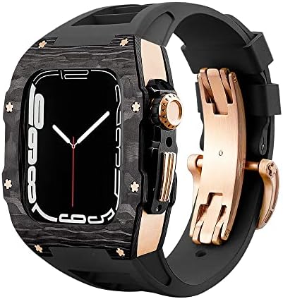 Протектор HEPUP за Apple Watch Series 8, 45 мм, Луксозен Метален Промяна корпус от въглеродни влакна, Титан и Аксесоари за iWatch