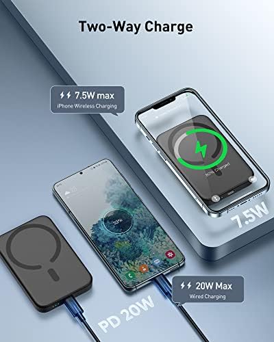 Магнитен блок за захранване Baseus 6000 mah 20 W за MagSafe, за iPhone 14/13/12 серия, Бяло и черно