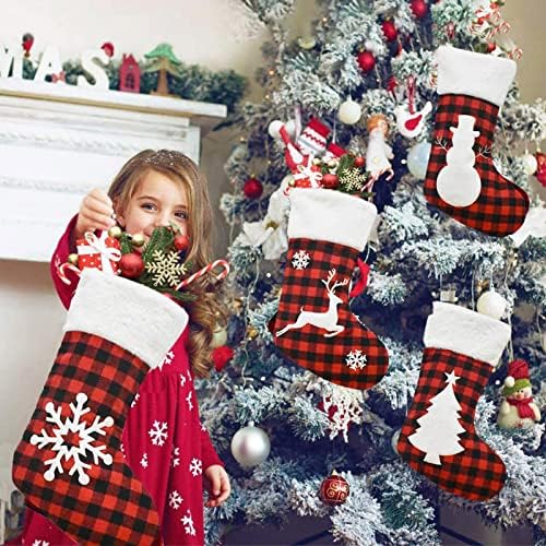 Аксесоари за коледна украса, Коледна елха, модел под формата на снежинки, черна, червена коледна детска чанта, торбичка за бонбони, коледни
