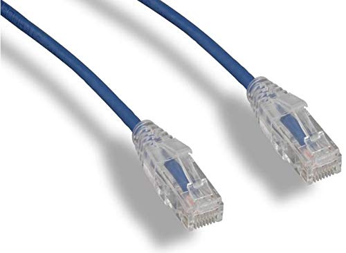 RiteAV - ултра-тънък, Тестван Fluke мрежа Ethernet кабел Cat 6A висока плътност - Синьо - 0,5 фута (10 бр)