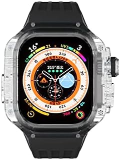 CZKE Луксозен Комплект Модификация Прозрачен Корпус за Apple Watch 8 Ultra Rubber Band iWatch Series 8 49 мм Спортен Гривна САМ Mod SET