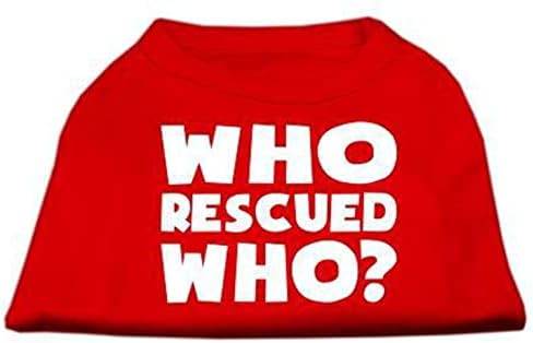 Тениска с Трафаретным принтом Mirage Pet Products Who Rescued Who, Малка, Червена