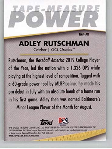 Дебютная Рулетка Topps Pro 2020 за измерване на мощността на #SVN-Търговска картичка футболист AR Adley Rutschman RC Новобранец GCL Orioles