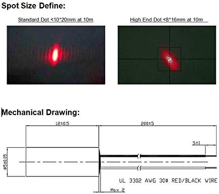 D5X12mm от 650 nm-10 Стъклена Леща Red Dot Модул Лазерен Диод Лазерно Корона Индустриален клас APC Водача
