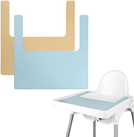 Кърпа за столче за хранене за хранене, Здрава силиконова кърпа за столче за хранене за хранене, комплект от 2 теми, може да се използва взаимозаменяемо, подходящ за д