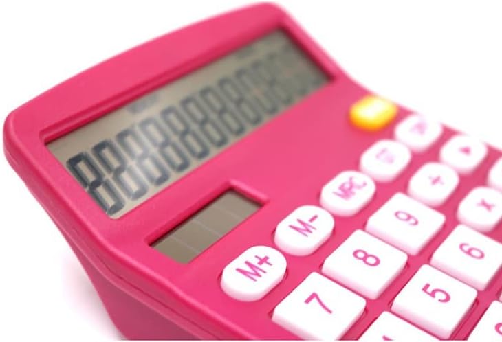 LDCHNH 12 Цифров Настолен Калкулатор с Големи Бутони Финансов Бизнес Счетоводен Инструмент Розово-Червен Цвят, за Офис, Училище