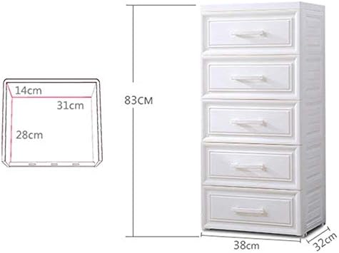 Шкаф за съхранение на бельо KXA, Съвместим с гардероб, Офис на игралната баня, шкаф с 5 чекмеджета (Цвят: бял, размер: 83x38x32