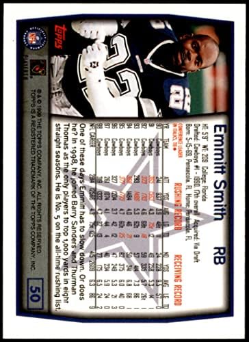 1999 Topps 50 Emmitt Смит Далас Ковбойз (Футболна карта) в Ню Йорк/MT Каубои Флорида