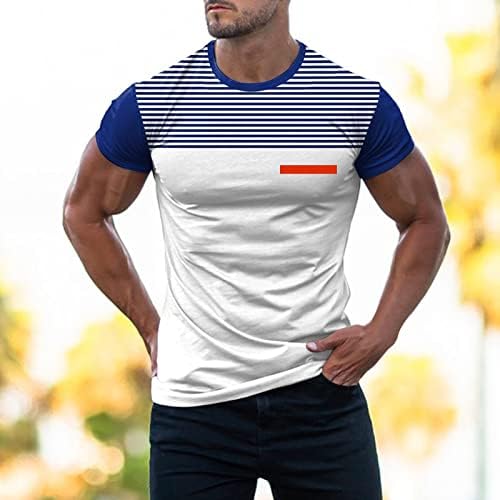 HDDK Мъжки тениски с V-образно деколте и къс ръкав, Летни лоскутные Работни ризи На райета, Капаци За спортни тренировки,